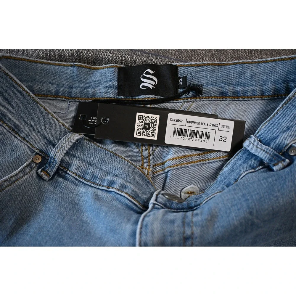 Men's Light Blue Denim Utility Shorts - Picture 5 of 8